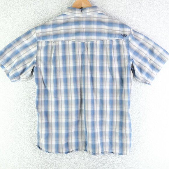 Outdoor Research Shirt Mens Extra Large Blue White Plaid Button Up Short Sleeve - Picture 4 of 10